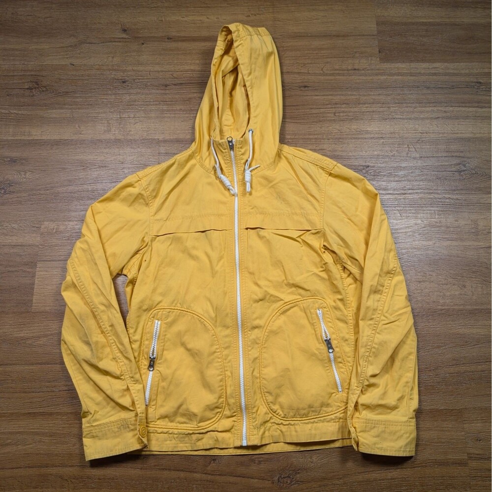 Uniqlo Marine Parker Full Zip Jacket Men's XS Yellow Cotton Rain Utility